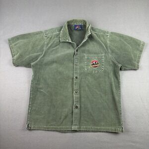 VTG Corduroy Button Shirt Mens Sz Large Green Cords Outdoor Cabincore Rocky